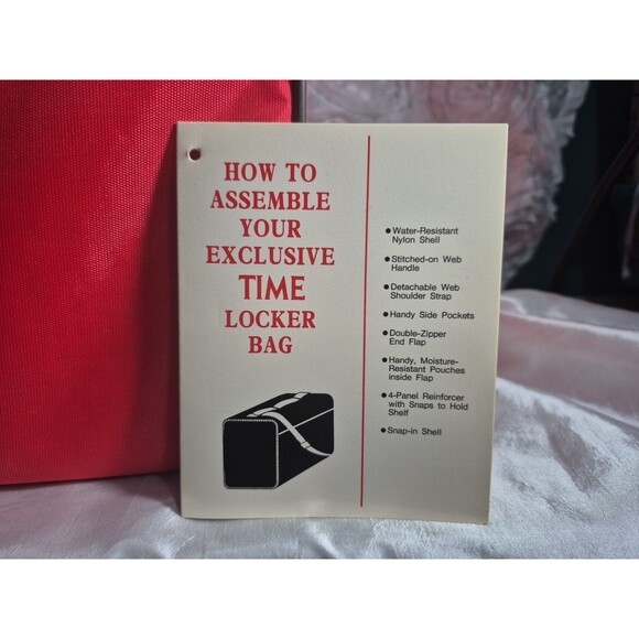 Vintage Time Magazine Locker Bag Red Excellent Condition Original Tag And Strap - Picture 2 of 16